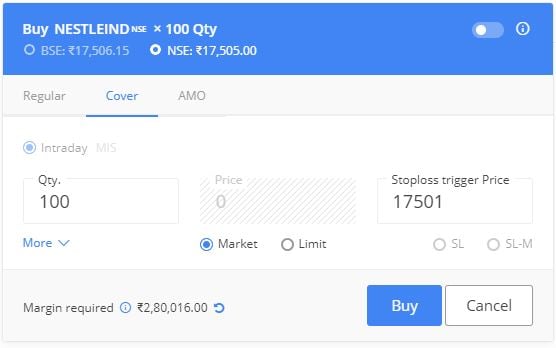 what is a cover order zerodha
